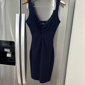 Guess Blue Ruched Sheath Mini Dress V-Neck Cocktail